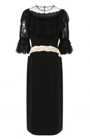 Приталенное платье-миди с декоративной отделкой Dolce & Gabbana. Цвет: черный