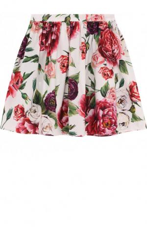 Хлопковая юбка свободного кроя с принтом Dolce & Gabbana. Цвет: разноцветный