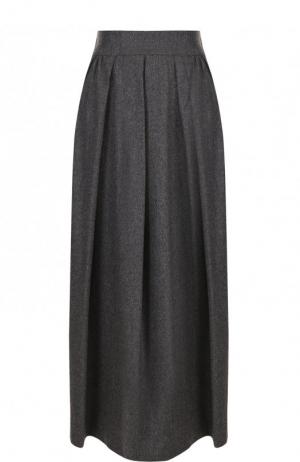 Однотонная юбка-миди из смеси шерсти и кашемира Emporio Armani. Цвет: серый