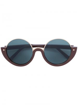 Круглые солнцезащитные очки Marni Eyewear. Цвет: коричневый