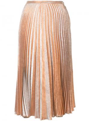 Плиссированная юбка миди Maria Lucia Hohan. Цвет: металлический