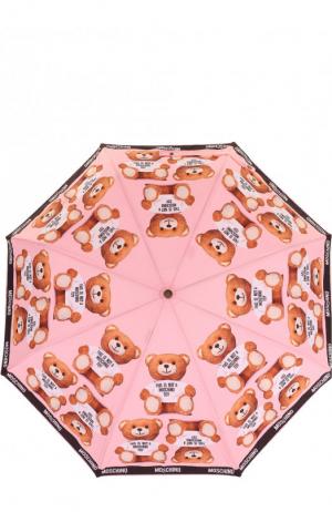 Складной зонт с принтом Moschino. Цвет: розовый