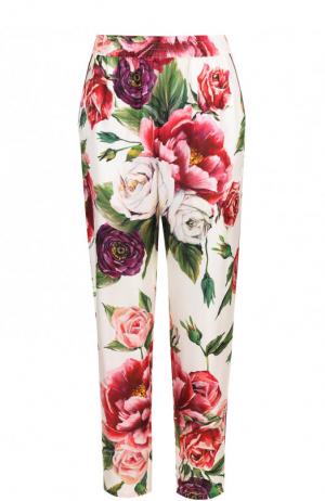 Укороченные шелковые брюки с цветочным принтом Dolce & Gabbana. Цвет: разноцветный