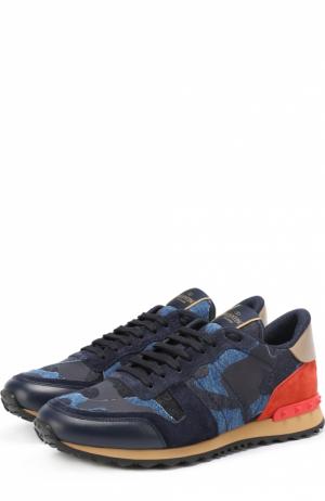 Комбинированные кроссовки  Garavani Rockrunner с камуфляжным принтом Valentino. Цвет: темно-синий