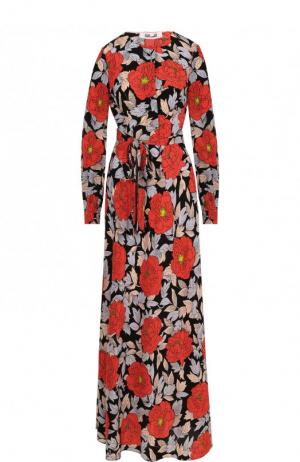 Шелковое платье-макси с принтом Diane Von Furstenberg. Цвет: разноцветный