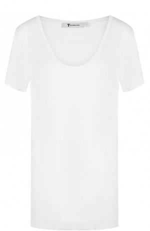 Однотонная футболка с круглым вырезом из вискозы T by Alexander Wang. Цвет: белый