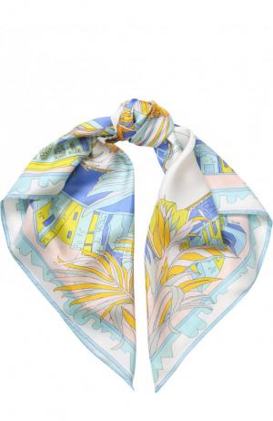 Шелковый платок с принтом Emilio Pucci. Цвет: голубой