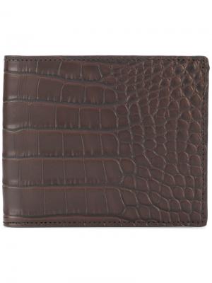 Crocodile effect billfold wallet Pineider. Цвет: коричневый