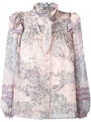 Блузка с оборками на воротнике Marc Jacobs. Цвет: розовый и фиолетовый