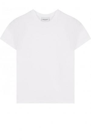Однотонная футболка из хлопка Marcelo Burlon Kids of Milan. Цвет: белый
