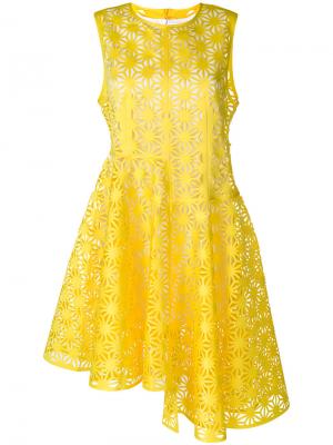 Платье с перфорацией Paskal. Цвет: жёлтый и оранжевый