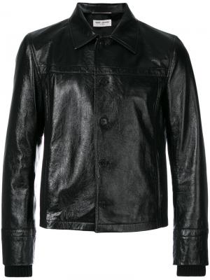 Кожаная куртка без воротника Saint Laurent. Цвет: чёрный