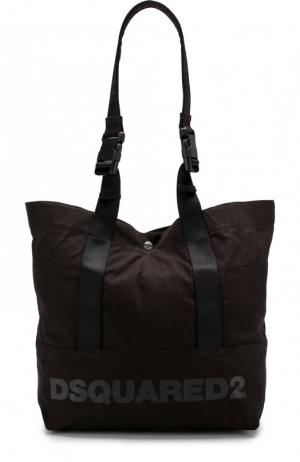 Текстильная сумка-тоут с дополнительным плечевым ремнем Dsquared2. Цвет: черный