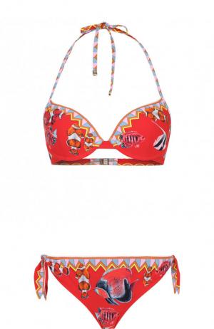 Раздельный купальник с ярким принтом Dolce & Gabbana. Цвет: красный