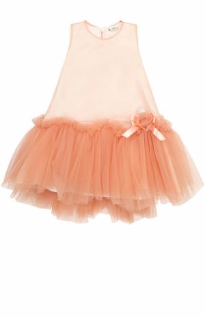 Мини-платье свободного кроя с оборкой Fendi. Цвет: розовый