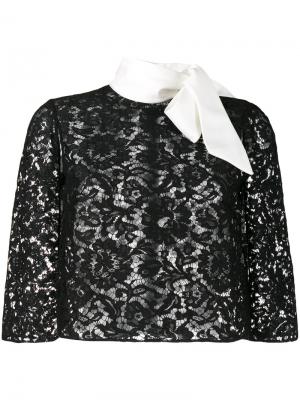 Кружевная блузка-кейп Valentino. Цвет: чёрный