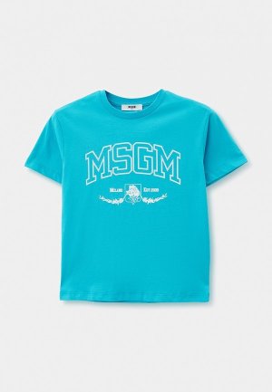 Футболка MSGM Kids. Цвет: голубой