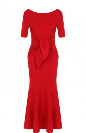 Однотонное платье-миди из смеси шерсти и шелка с кашемиром Oscar de la Renta. Цвет: красный