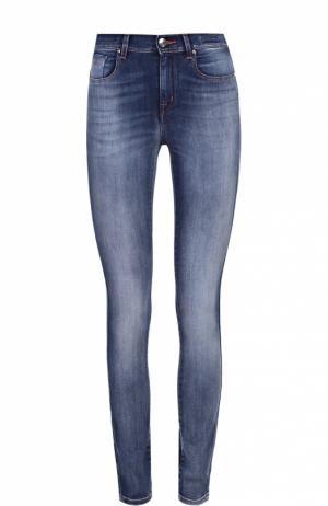 Укороченные джинсы-скинни с потертостями Jacob Cohen. Цвет: синий