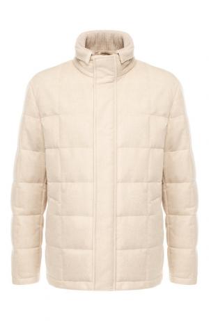 Пуховая куртка Piumo Cortina на молнии с воротником-стойкой Loro Piana. Цвет: бежевый