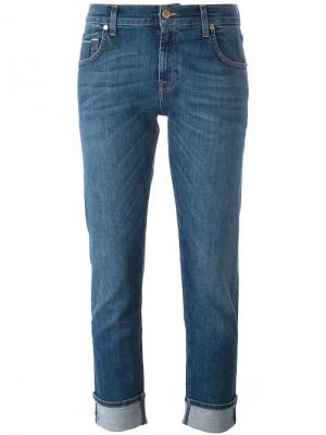 Укороченные узкие джинсы 7 For All Mankind. Цвет: синий