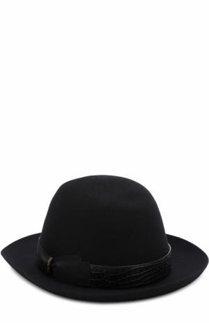 Фетровая шляпа с кожаной отделкой Borsalino. Цвет: черный