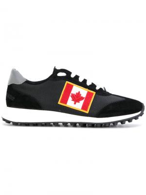 Кроссовки с нашивкой канадского флага Dsquared2. Цвет: чёрный