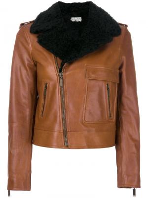 Укороченная байкерская куртка Saint Laurent. Цвет: коричневый