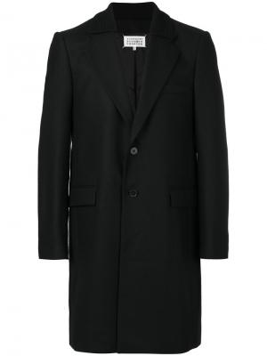 Пальто с воротником в рубчик Maison Margiela. Цвет: чёрный