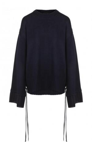Однотонный пуловер свободного кроя с круглым вырезом Mother Of Pearl. Цвет: темно-синий