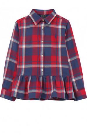 Хлопковая рубашка с принтом и баской Polo Ralph Lauren. Цвет: красный