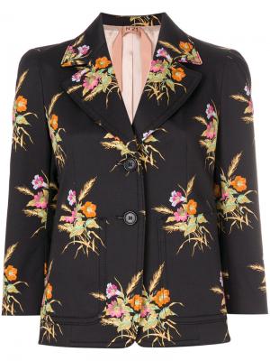 Пиджак с цветочным принтом Nº21. Цвет: чёрный