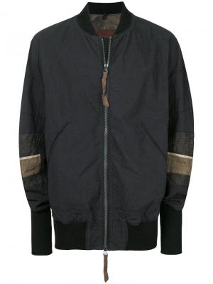 Куртка-бомбер  с контрастными вставками на рукавах Ziggy Chen. Цвет: чёрный