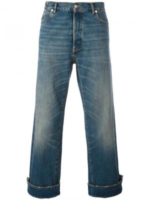 Укороченные джинсы с подвернутыми манжетами Maison Margiela. Цвет: синий