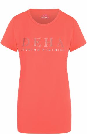 Спортивная футболка с контрастной отделкой Deha. Цвет: розовый