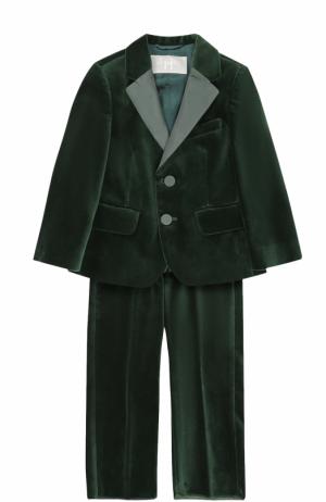 Хлопковый костюм с пиджаком на двух пуговицах Il Gufo. Цвет: зеленый