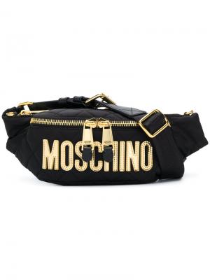 Сумка на пояс с логотипом Moschino. Цвет: чёрный
