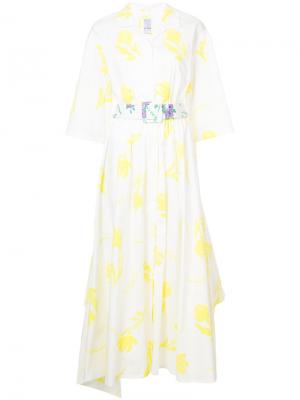 Поплиновое платье с поясом Tulips Rosie Assoulin. Цвет: белый