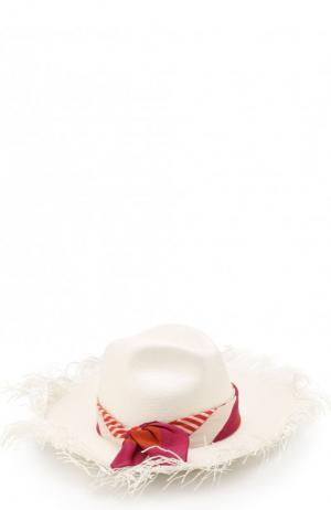 Соломенная шляпа с лентой Borsalino. Цвет: белый