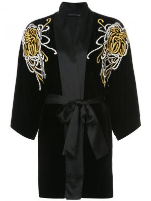 Embroidered belted night-gown Natori. Цвет: чёрный