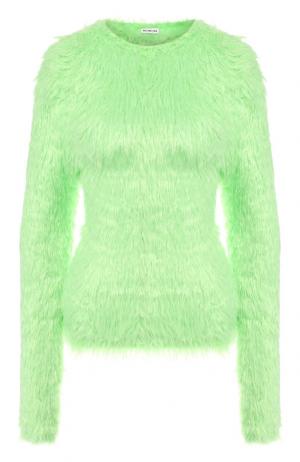 Однотонный пуловер с круглым вырезом Balenciaga. Цвет: светло-зеленый