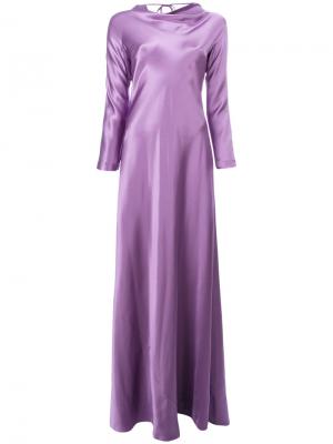 Длинное расклешенное платье Alberta Ferretti. Цвет: розовый и фиолетовый