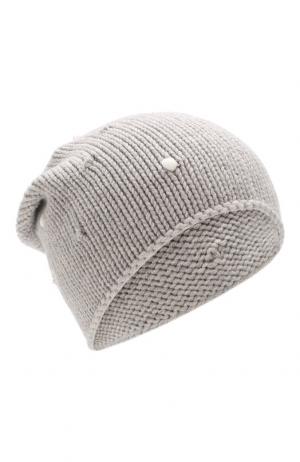 Кашемировая шапка с вышивкой Loro Piana. Цвет: светло-серый