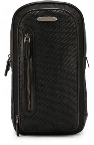 Текстильный рюкзак на одно плечо Z Zegna. Цвет: черный