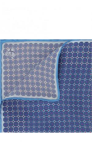 Шелковый платок с узором Canali. Цвет: синий