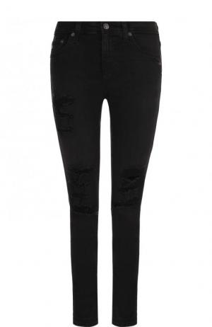Укороченные джинсы-скинни с потертостями Ag. Цвет: черный
