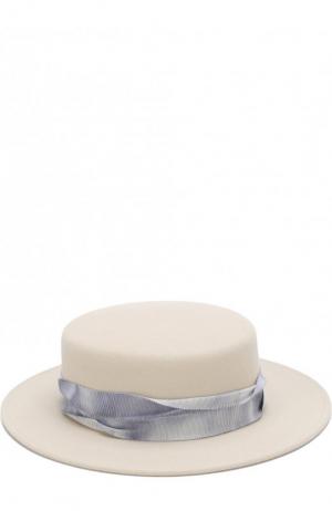 Фетровая шляпа Kiki с лентой Maison Michel. Цвет: белый