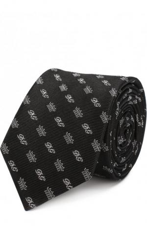 Шелковый галстук с узором Dolce & Gabbana. Цвет: черно-белый