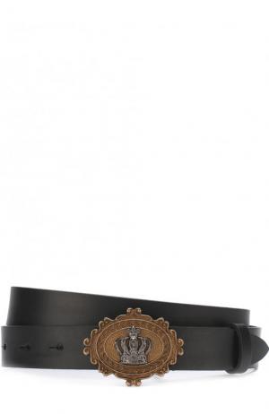 Кожаный ремень с фигурной пряжкой Dolce & Gabbana. Цвет: черный