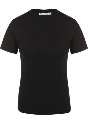 Однотонная хлопковая футболка с круглым вырезом Acne Studios. Цвет: черный